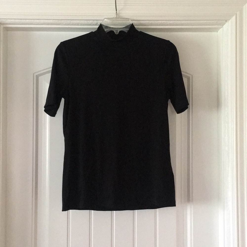 High Neck Black T Shirt